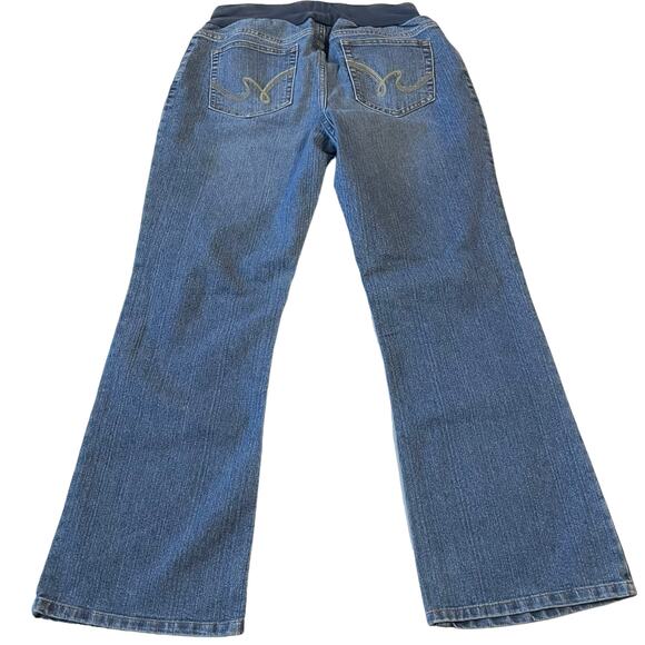 Motherhood Maternity Jeans Petite Medium Stretch Bootcut Below Belly Band Denim - Picture 2 of 12